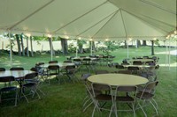 20' x 50' frame tent with tables and chairs